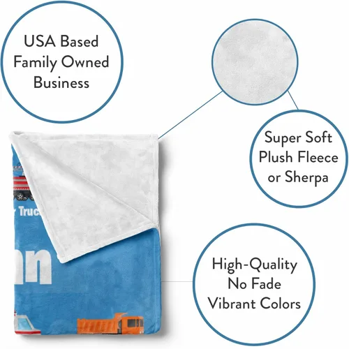 Vista 2 de Manta personalizada para camión, fabricada en Estados Unidos y enviada al día siguiente, diseño de excavadora de construcción de vellón suave