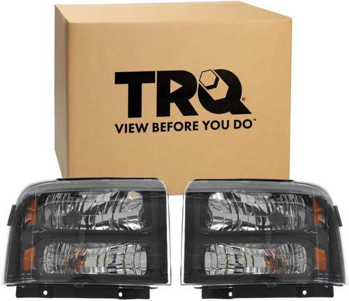 Vista 523 de TRQ Juego de Conjunto de Ensamble de Faros de 2 Piezas de Desempeño Halógeno con Marco Cromado Conductor y Lado del Pasajero Compatible con Mercedes