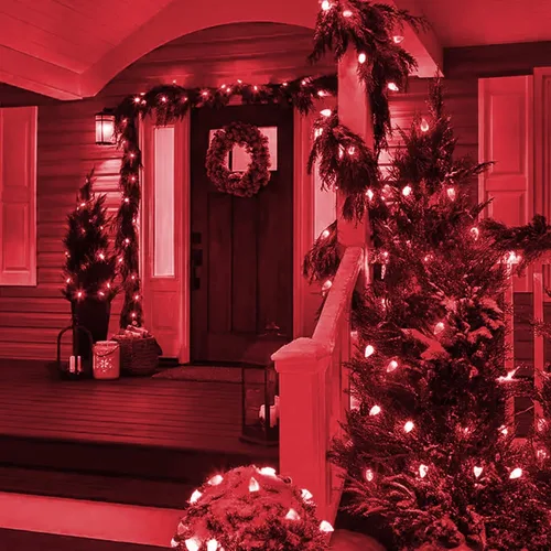 Vista 5 de Dazzle Bright Tira de luces C9 de Navidad, 100 luces LED de 66 pies, impermeables, conectables, de alambre verde, luces de Navidad para interiores