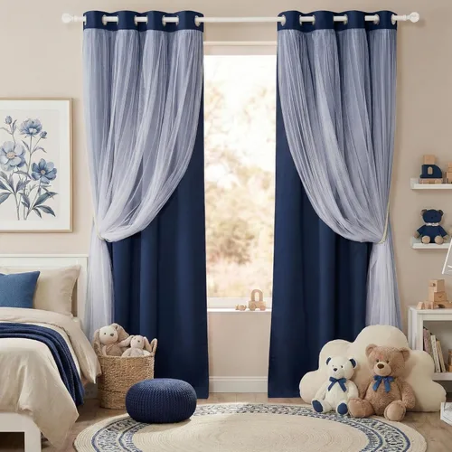 Vista 20 de PONY DANCE Cortinas para Sala de 84 Pulgadas de Largo - Cortinas con Capa Traslúcida, 52 Pulgadas de Ancho, Paneles para Tratamiento de Ventanas