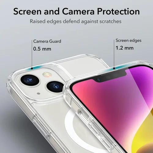Vista 9 de ESR Serie Classic Hybrid Funda magnética para iPhone 14 Plus, compatible con MagSafe, protección a prueba de golpes de grado militar, transparente