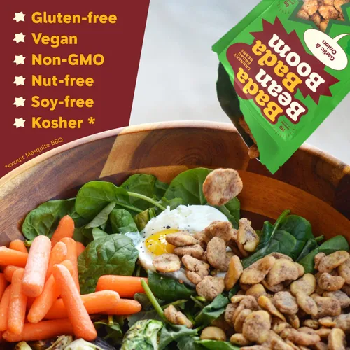 Vista 5 de Bada Bean Bada Boom - Proteína a base de plantas, libre de gluten, vegana, sin OGM, libre de soya, Kosher, bocadillos de habas tostadas anchas, 1