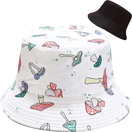 XYIYI Lindo sombrero de pescador, sombrero de playa para mujer, reversible, con doble lado