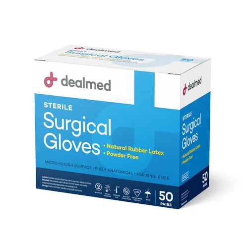 Dealmed Guantes desechables de látex – Guantes médicos, multicapa, tamaño 5.5, 50 pares por caja