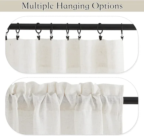 Vista 11 de RYB HOME Cortinas Cortas de Lino con Cenefas Swag - Niveles Semitransparentes para la Parte Superior de Ventanas, Decoración del Hogar con Filtrado