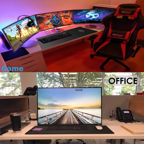 Vista 5 de ALSISK XXL Black Gaming Mouse Pad 35.4X15.74X0.12 Inch(900X400X3MM),with Non-Slip Base,Waterproof and Foldable Pad,Desktop Pad Suitable for