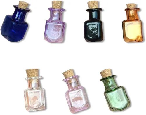 Mini botellas de color de vidrio rectángulo botellas lindas con corcho pequeñas botellas regalo pequeños frascos frascos mezcla 7 colores