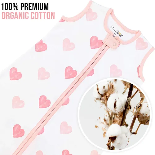 Vista 4 de Mama Cheetah Saco de dormir para bebé de 0.5 TOG, Manta Vestible de Algodón Orgánico para Bebé con Cremallera Bidireccional, Saco de Dormir