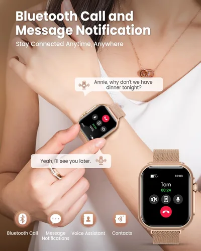 Vista 5 de Smart Watch for Women for iPhone Android: 1.85"Smartwatch with Make/Answer Call Sleep Heart Rate SpO2 Blood Pressure Monitor IP68 Waterproof