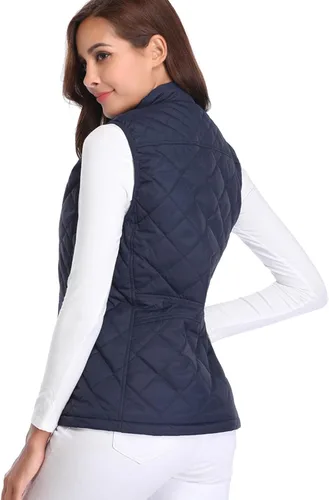 Vista 3 de Fuinloth - Chaleco acolchado para mujer, diseño de cuello alto, ligero, con cierre