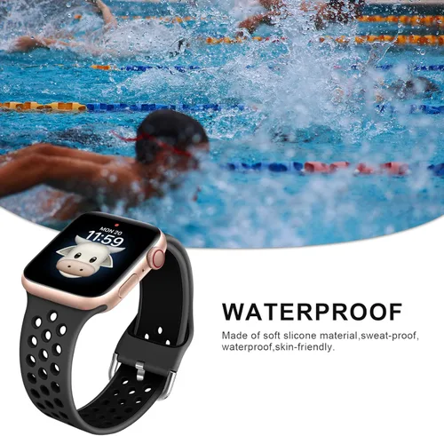 Vista 3 de Compatible con correa de Apple Watch para niños, correa de silicona impermeable para niños y niñas, compatible con Apple Watch Series