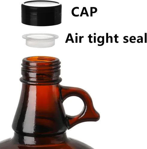 Vista 4 de Dicunoy Jarras de vidrio de 1 galón, botella de fermentación ámbar con tapa de sello, botella de agua de 128 onzas con asa para kombucha, cerveza