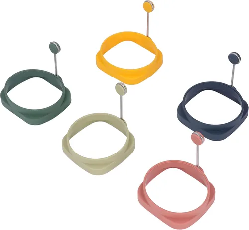 Vista 5 de Aramox Silicone Egg Rings, Food Grade Silicone, Heat Egg Frying Rings, Non Stick Breakfast Cooking Tool for Family