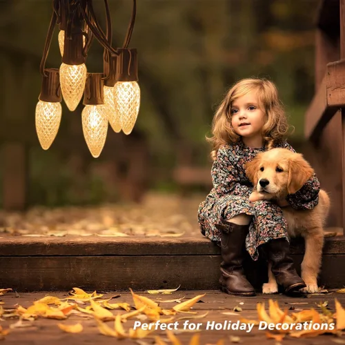 Vista 4 de Paquete de 50 bombillas LED C9 de Navidad, bombilla LED de repuesto C9 para cadena de luces al aire libre, bombilla LED C9 inastillable con base