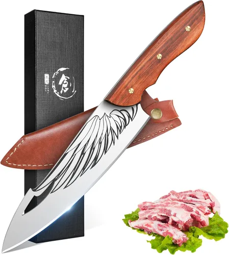 Vista 14 de ROCOCO Cuchillo japonés de Damasco – Cuchillos afilados para pelar frutas y carne, para el hogar, cocina, barbacoa, 5.3 pulgadas