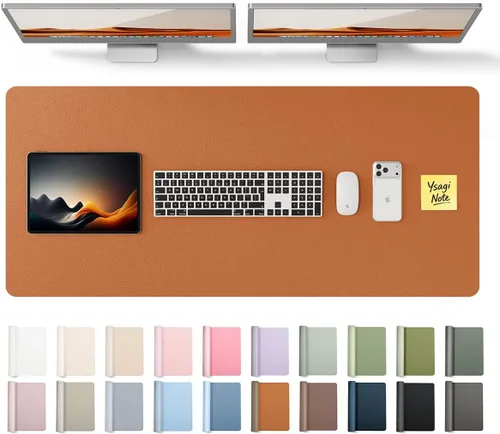 Vista 105 de YSAGi Protector de escritorio de cuero, tapete de oficina, alfombrilla grande para mouse, secante de cuero PU antideslizante, escritorio