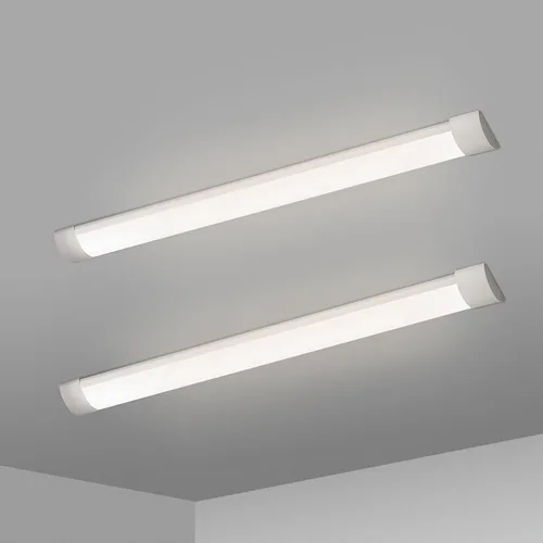 KILIPOL Luz LED de listón de 2 pies, luces de tubo LED delgadas montadas en superficie de techo, 20 W 4000 K blanco neutro para oficina, tienda, 2