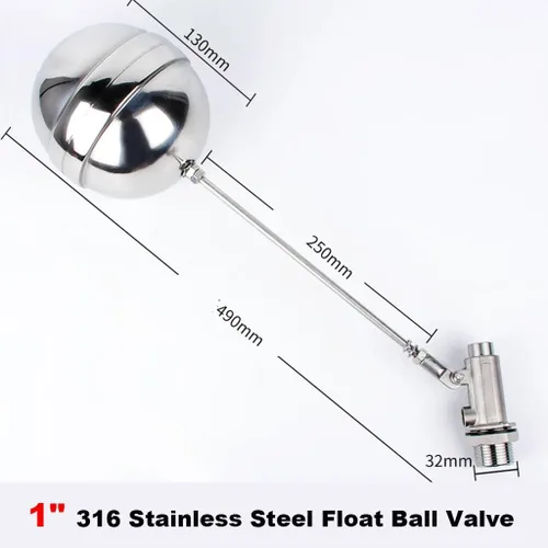 Vista 2 de 1pc 1 Inch 316 Stainless Steel Float Ball Valve - Fully Automatic Water Level Switch Controller for Water Tanks and Towers