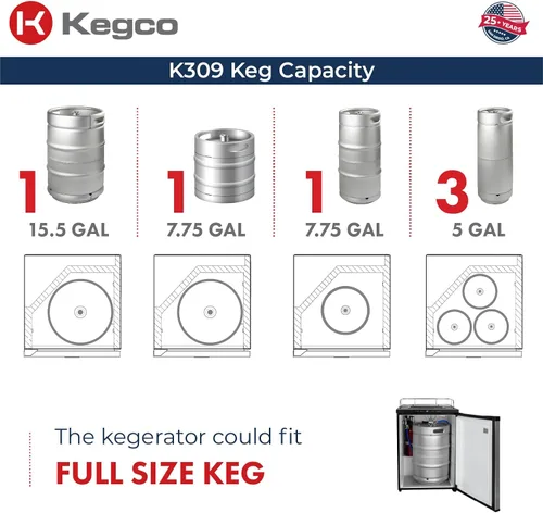Vista 4 de Kegco K309B-2 doble grifo digital negro Kegerator