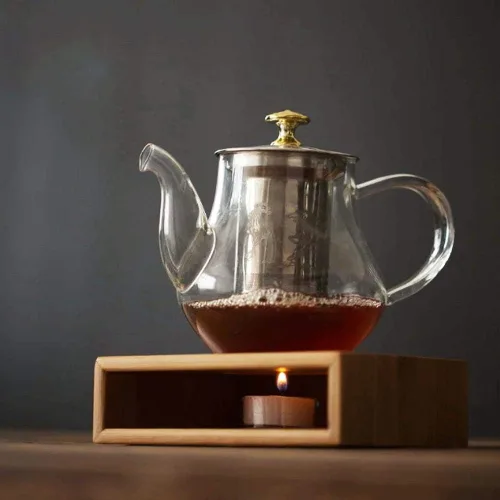 Vista 4 de Calentador de platos de café para el hogar, tetera iluminada con velas, tetera con base de calefacción, estufa cálida, para tetera de vidrio y otros