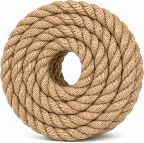 Cuerda de yute trenzado Manila (1 pulgada x 10 pies) cuerda de cáñamo gruesa natural para manualidades, náutico, barandillas, hamaca, decoración