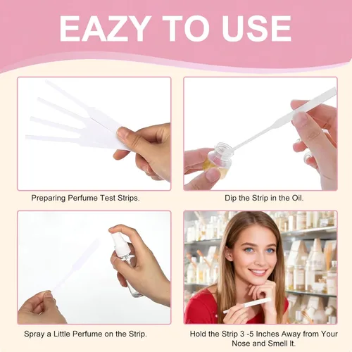 Vista 6 de 1000 tiras para perfume, papel de prueba de fragancia prémium para perfumes, aceites esenciales y aromaterapia, tiras de evaluación de aromas