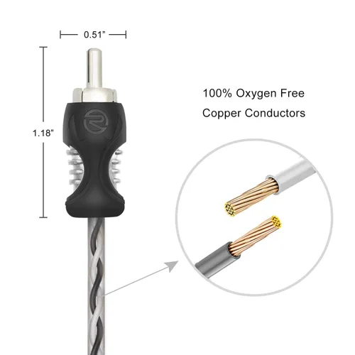 Vista 2 de RECOIL RCI417 100% cobre libre de oxígeno 17 pies 4 canales RCA cable de audio trenzado par con reducción de ruido, altavoz