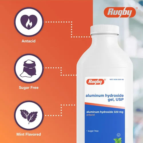 Vista 5 de Hidrogel de aluminio, USP 320mg/0.2 fl oz 16 oz por botella genérico para Amphojel Paquete de 6 en total 96 oz