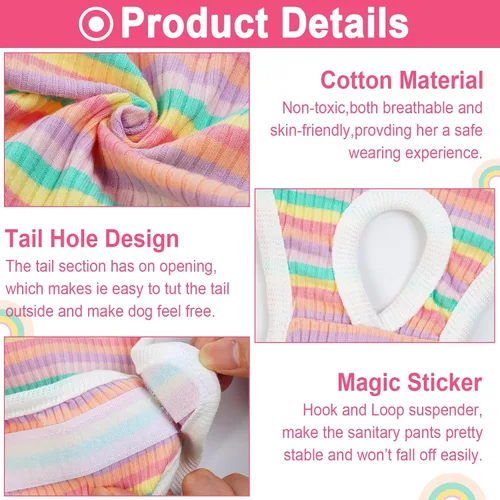 Vista 3 de QBLEEV Pañales para perras, bragas sanitarias lavables con tirantes ajustables, pañales reutilizables para perros machos y hembras en celo, bragas