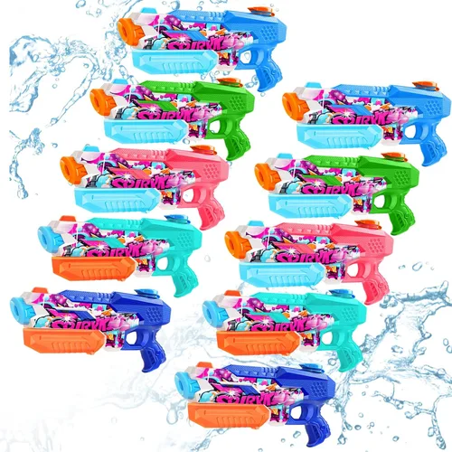 Pistola de agua para adultos y niños: paquete de 10 pistolas de chorro de 600 cc súper pistolas de agua para adultos y niños, pistola de agua para