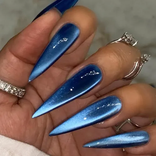 Vista 28 de Uñas postizas rojas de tamaño mediano en forma de almendra, uñas acrílicas brillantes con diseño de purpurina, uñas artificiales de cobertura