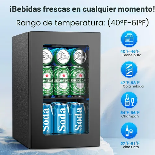 Vista 5 de Electactic Mini nevera para 24 latas, refrigerador de bebidas de 0.6 pies cúbicos con control digital de temperatura, dispensador de bebidas Negro