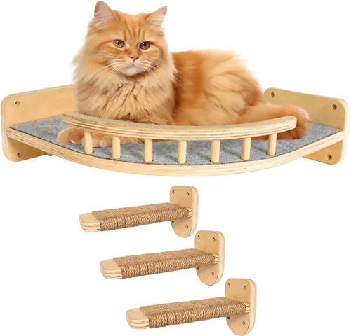 UNTITLDW - Estantes de pared para gatos, estante elegante y duradero de varios niveles con percha flotante, hamaca, cama y plataforma para gatos,