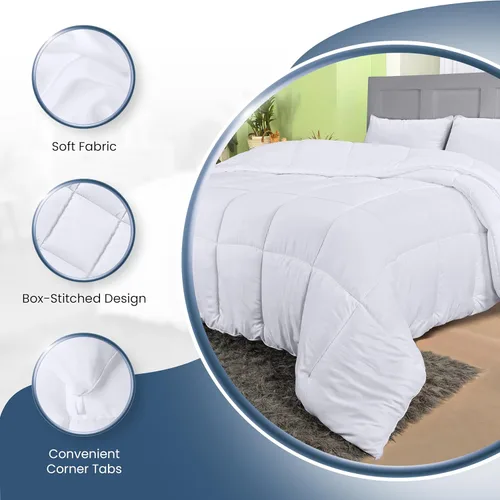 Vista 7 de Utopia Bedding Edredón de tamaño king, inserto de edredón para todas las estaciones, edredón de cama cosido en caja con esquinas y relleno Blanco