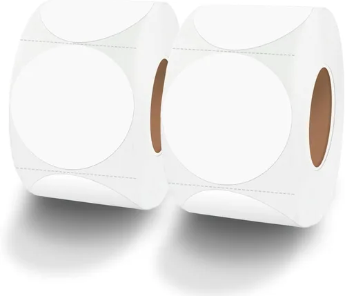 Vista 22 de Etiquetas adhesivas térmicas redondas de arcoíris de 1.5 pulgadas, etiquetas térmicas directas circulares autoadhesivas, etiquetas adhesivas