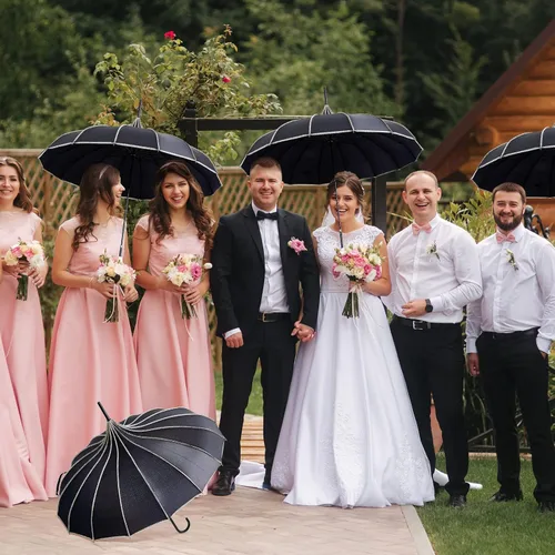 Vista 5 de Parasoles góticos grandes para protección solar, 4 unidades, sombrilla gótica con mango largo para protección contra rayos UV para mujer