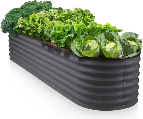 Vista 18 de Jardinera elevada de acero galvanizado 9 en 1/ Maceta modular de 8 x 2 x 1.5 pies para jardinería, verduras, flores, camas de jardín elevadas