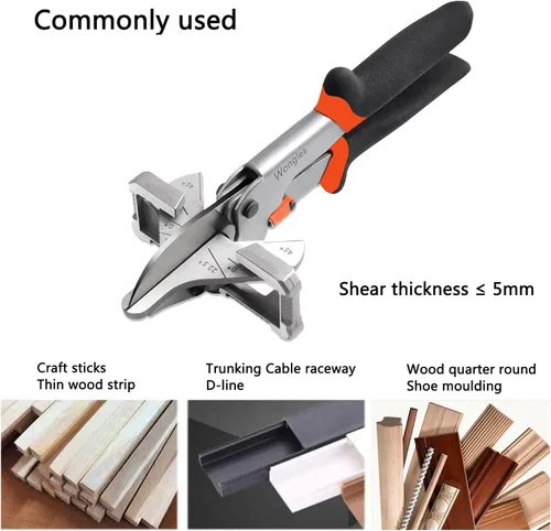 Vista 4 de Tijeras de inglete para moldura de madera, herramienta de corte redondo de mango largo con 22.5 grados, herramienta de corte de moldeo de zapatos