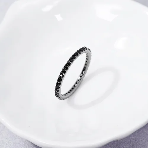 Vista 4 de Tienda Collection Plated Sterling Silver Round-Cut All-Around Band Ring made with Infinite Elements Zirconia