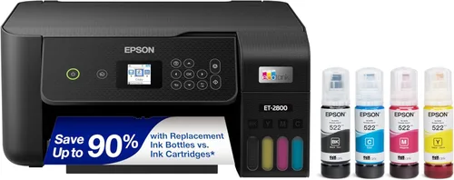 Epson EcoTank ET-2800 Impresora Supertank inalámbrica a color todo en uno sin cartuchos con escaneo y copia, la impresora básica ideal para el Negro
