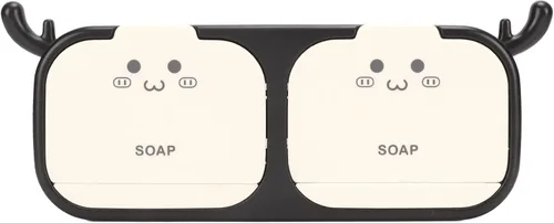 Caja de jabón para montar en la pared, soporte para platos de jabón de pared, soporte para platos de jabones, ducha de 2 espacios, mantiene las