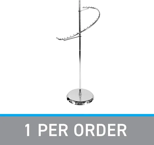 Vista 8 de SSWBasics Sleek Chrome Spiral Clothing Rack - 29 Ball Retail Clothing Display Stand - 63"H - Boutique Garment and Accessories Display - Stylish