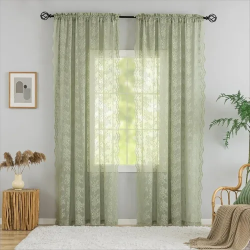 Vista 47 de YJ YANJUN Cortinas traslúcidas negras de 54 pulgadas de largo, panel de cortina de encaje gótico victoriano para cocina, cortinas cortas