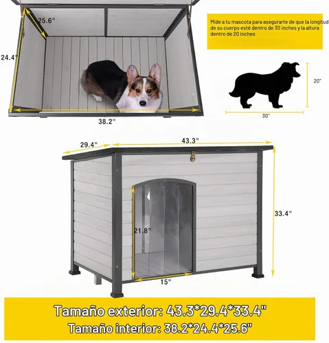 Vista 6 de Aivituvin Casa Grande para Perros al Aire Libre Interior Resistente a la Intemperie para Perros Pequeños, Medianos y Grandes con Marco de Hierro