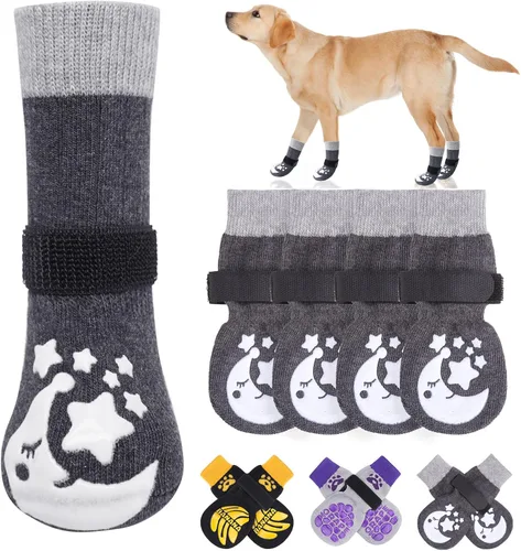 Vista 14 de BEAUTYZOO Calcetines antideslizantes para perros pequeños, medianos y grandes, protector de patas de perro con agarre para suelos de madera dura