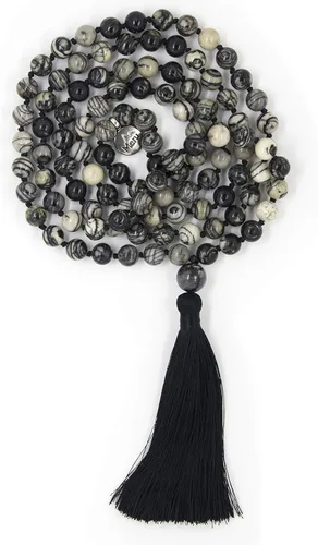 Vista 6 de Collar de cuentas Mala de 0.315pulgadas de alta calidad, collar Mala de Japa Mala, 108 Mala para meditación, collar de meditación de mantra, collar