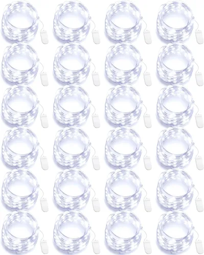 Vista 9 de Riakrum 25 luces LED de 10 pies con 30 luces LED a granel, color blanco cálido, impermeable, pequeñas luces LED parpadeantes para tarro estrellado