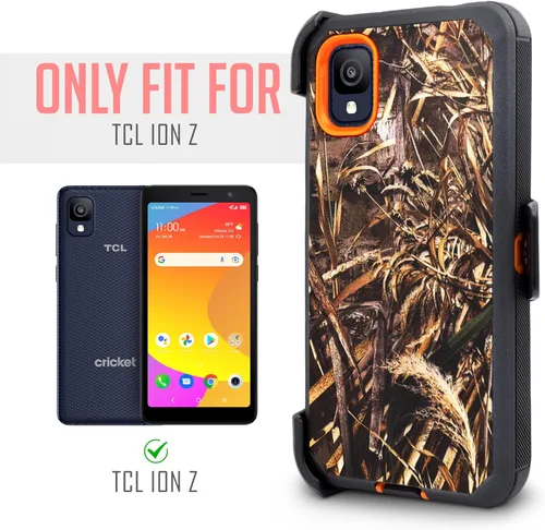 Vista 5 de Funda a prueba de golpes para Cricket ION Z, Cricket TCL ION Z con funda de clip para cinturón y pantalla integrada, resistente protección contra