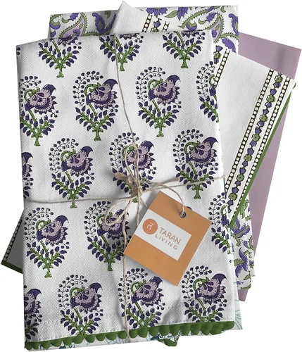 Vista 17 de TARAN LIVING Paños de Cocina y de Té Estampados de Algodón con Barra para Platos, 18 x 28 pulgadas con Ribetes, Juegos de Paños de Cocina de Algodón