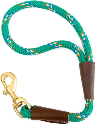 Vista 2 de Mendota Pet Correa de tráfico – Correa corta para perro – Fabricada en los Estados Unidos – Azul Night Viz, 1/2 pulgadas x 16 pulgadas